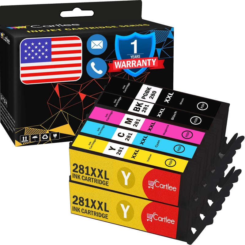 Cartlee 10 Compatible Ink Cartridges Replacement For PGI-280XXL CLI-281XXL 280 XXL 281XXL For Canon Pixma TR8520 TS9120 TS8220 TS6120 TS6220 TS6320 TR7520 TS8120 TS8320 TR8500 printers (10 Pack Combo) - Image 1